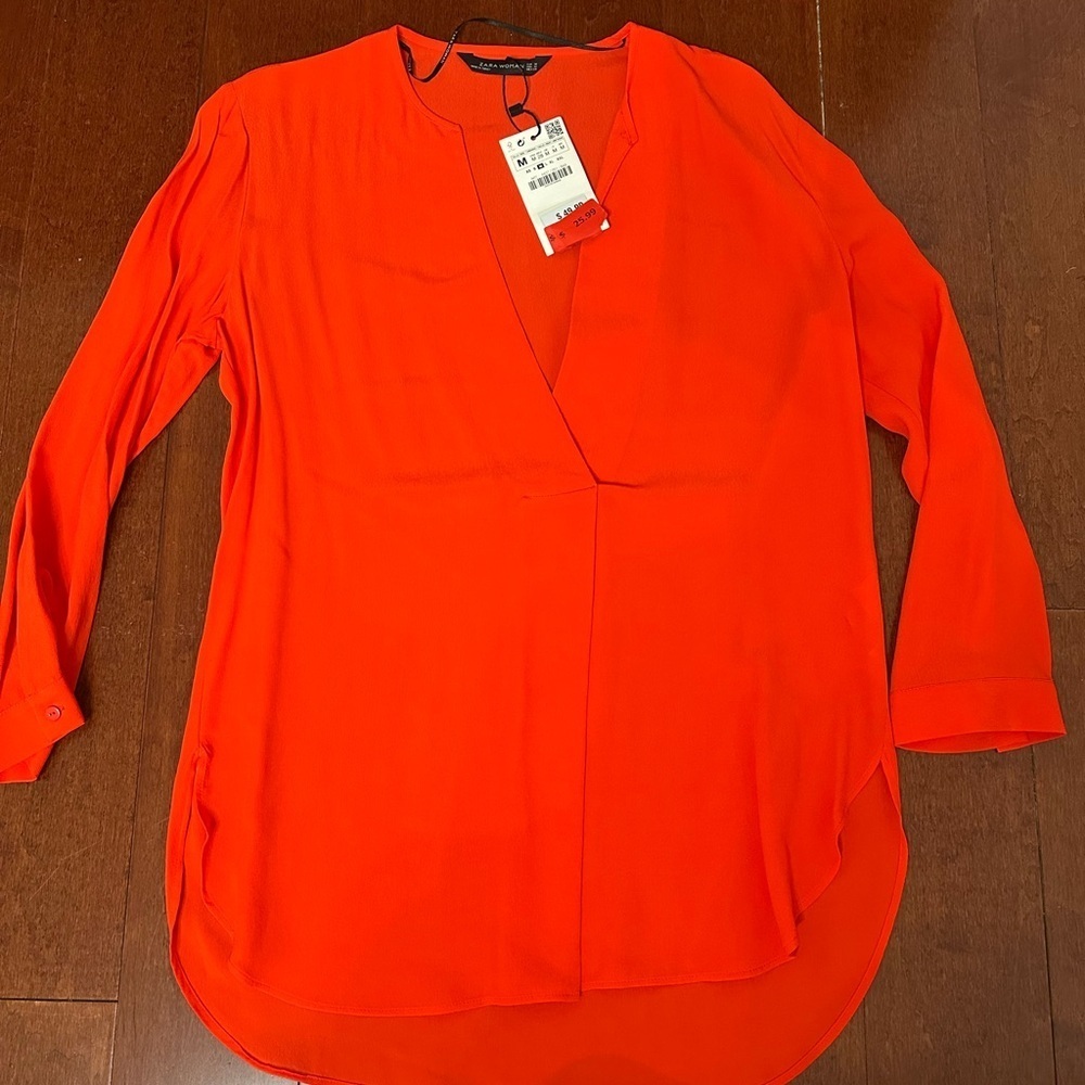 Zara Orange Women's Blouse Size Medium NWT